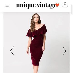 NWOT Unique Vintage Red Velvet Sophia Wiggle Dress
